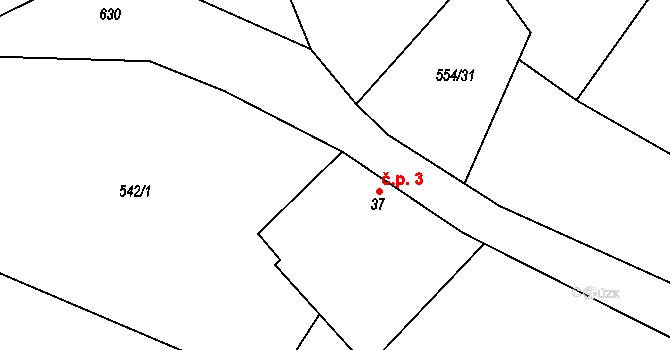 Konopiště 3, Lipovice na parcele st. 37 v KÚ Lipovice, Katastrální mapa