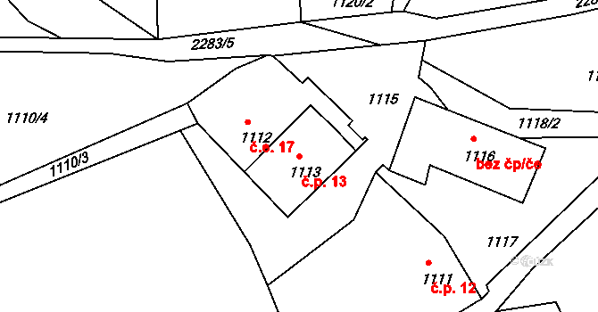 Chlumeček 13, Křemže na parcele st. 1113 v KÚ Křemže, Katastrální mapa
