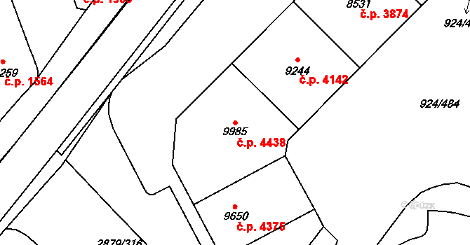 Hodonín 4438 na parcele st. 9985 v KÚ Hodonín, Katastrální mapa