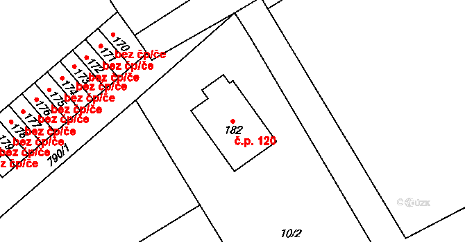 Merklovice 120, Vamberk na parcele st. 182 v KÚ Merklovice, Katastrální mapa