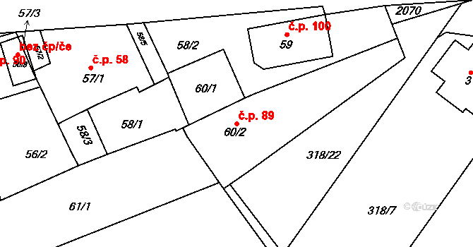 Smolín 89, Pohořelice na parcele st. 60/2 v KÚ Smolín, Katastrální mapa