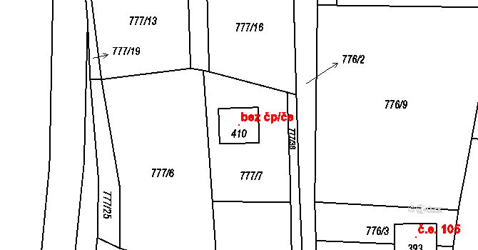 Borotín 101029276 na parcele st. 410 v KÚ Borotín u Tábora, Katastrální mapa
