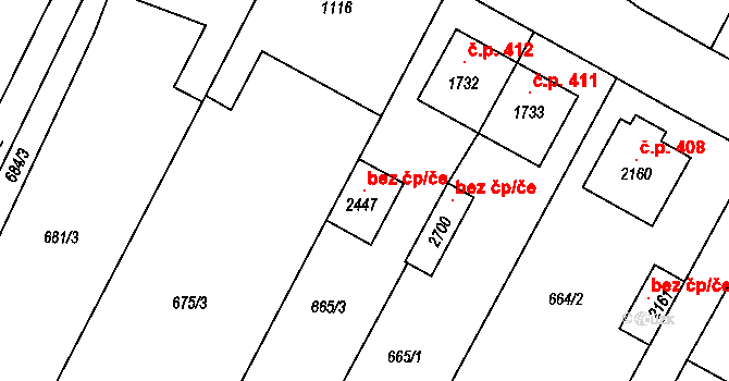 Telč 105520276 na parcele st. 2447 v KÚ Telč, Katastrální mapa