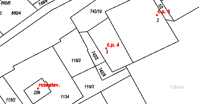 Klení 4, Benešov nad Černou na parcele st. 3 v KÚ Klení, Katastrální mapa