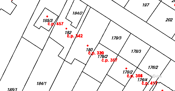 Lelekovice 339 na parcele st. 180 v KÚ Lelekovice, Katastrální mapa