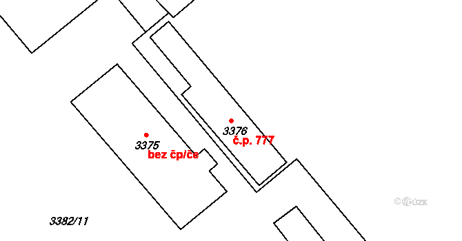Šardice 777 na parcele st. 3376 v KÚ Šardice, Katastrální mapa