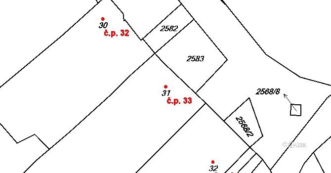 Sedlejov 33 na parcele st. 31 v KÚ Sedlejov, Katastrální mapa