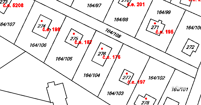 Doubravčice 176 na parcele st. 276 v KÚ Doubravčice, Katastrální mapa