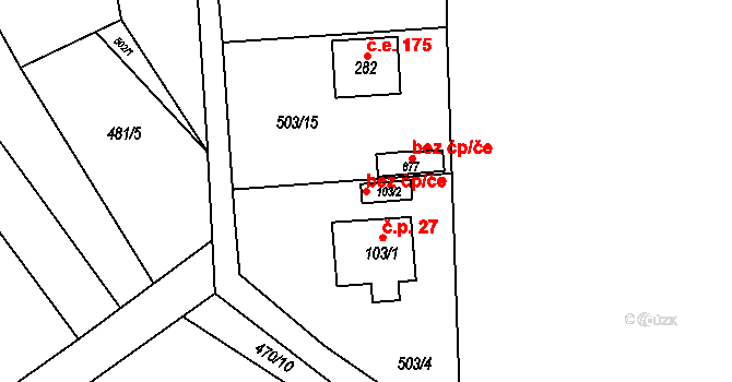 Kunice 146941276 na parcele st. 103/2 v KÚ Dolní Lomnice u Kunic, Katastrální mapa