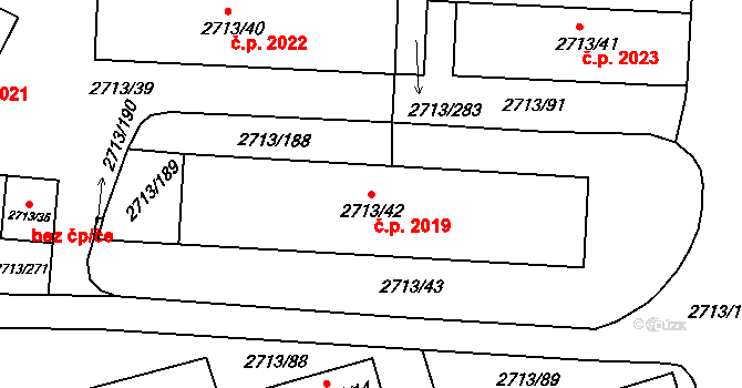 Tachov 2019 na parcele st. 2713/42 v KÚ Tachov, Katastrální mapa