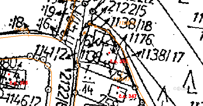 Vráž 355 na parcele st. 757 v KÚ Vráž u Berouna, Katastrální mapa