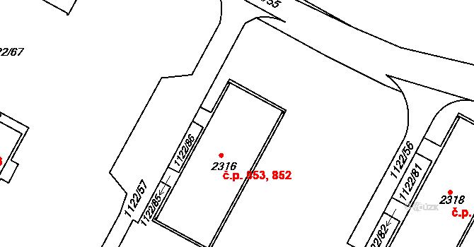 Valdické Předměstí 852,853, Jičín na parcele st. 2316 v KÚ Jičín, Katastrální mapa