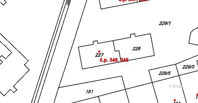Neštěmice 348,349, Ústí nad Labem na parcele st. 227 v KÚ Neštěmice, Katastrální mapa