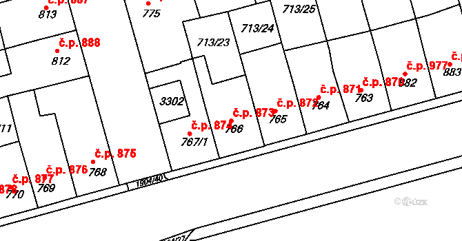 Předměstí 873, Svitavy na parcele st. 766 v KÚ Svitavy-předměstí, Katastrální mapa