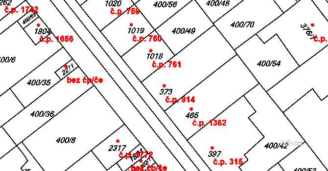 Mařatice 914, Uherské Hradiště na parcele st. 373 v KÚ Mařatice, Katastrální mapa