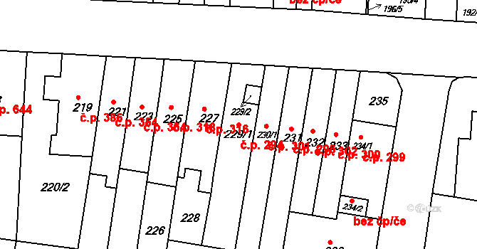 Obřany 294, Brno na parcele st. 229/1 v KÚ Obřany, Katastrální mapa
