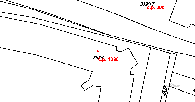 Pacov 1080 na parcele st. 2029 v KÚ Pacov, Katastrální mapa