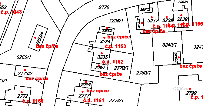 Sokolov 1162 na parcele st. 3235 v KÚ Sokolov, Katastrální mapa