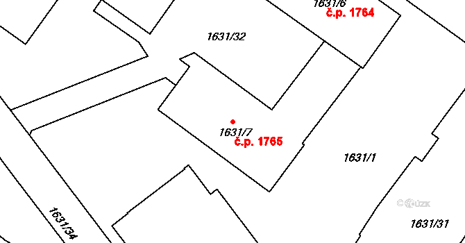 Sokolov 1765 na parcele st. 1631/7 v KÚ Sokolov, Katastrální mapa