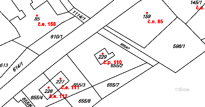 Háj 110, Loučná pod Klínovcem na parcele st. 229 v KÚ Háj u Loučné pod Klínovcem, Katastrální mapa