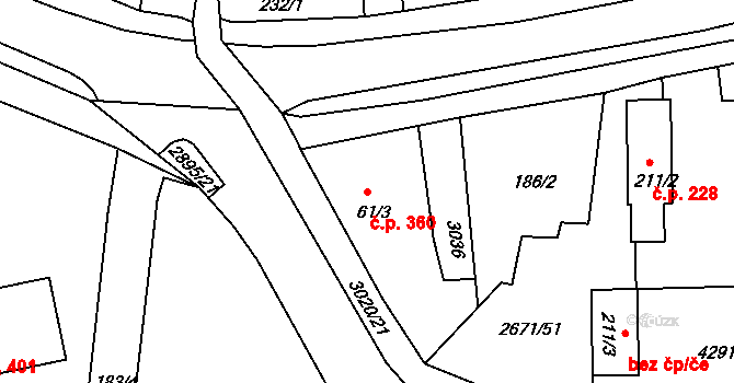 Černilov 360 na parcele st. 61/3 v KÚ Černilov, Katastrální mapa