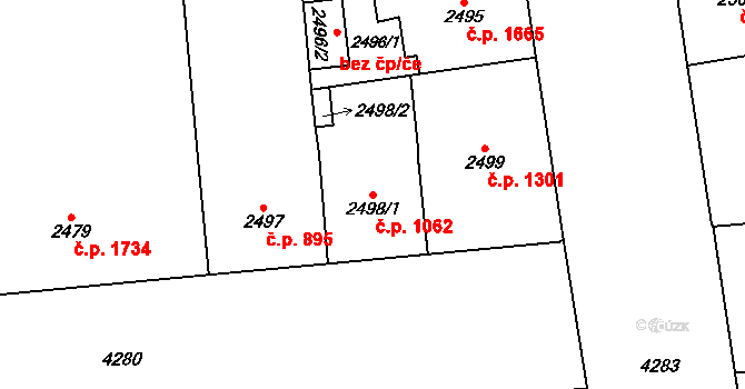Vinohrady 1062, Praha na parcele st. 2498/1 v KÚ Vinohrady, Katastrální mapa