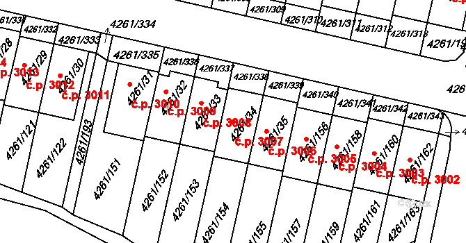 Smíchov 3007, Praha na parcele st. 4261/34 v KÚ Smíchov, Katastrální mapa