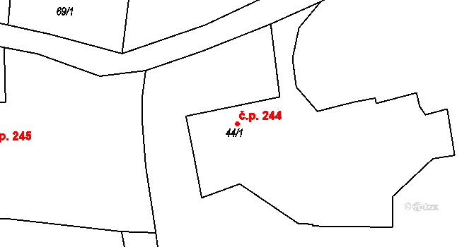 Pilníkov 244 na parcele st. 44/1 v KÚ Pilníkov II, Katastrální mapa