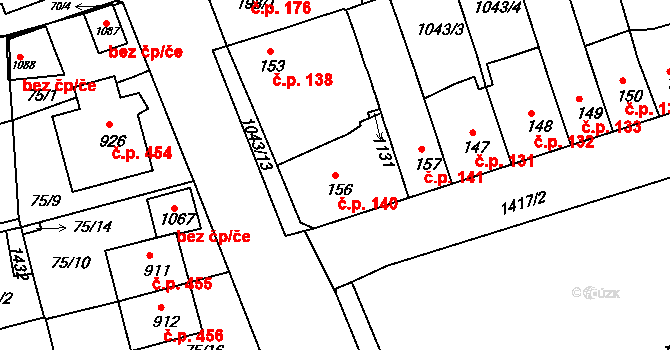 Hylváty 140, Ústí nad Orlicí na parcele st. 156 v KÚ Hylváty, Katastrální mapa