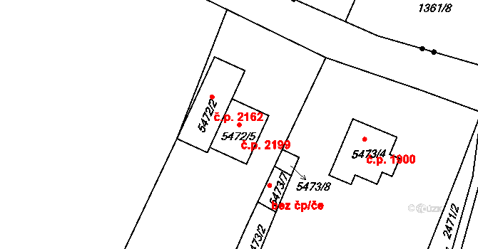 Předměstí 2199, Litoměřice na parcele st. 5472/5 v KÚ Litoměřice, Katastrální mapa