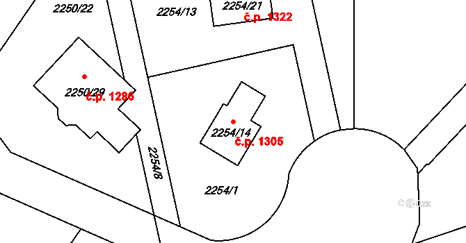 Kylešovice 1305, Opava na parcele st. 2254/14 v KÚ Kylešovice, Katastrální mapa