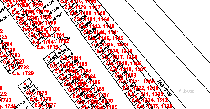 Teplické Předměstí 1306,1318, Bílina na parcele st. 1664/17 v KÚ Bílina, Katastrální mapa