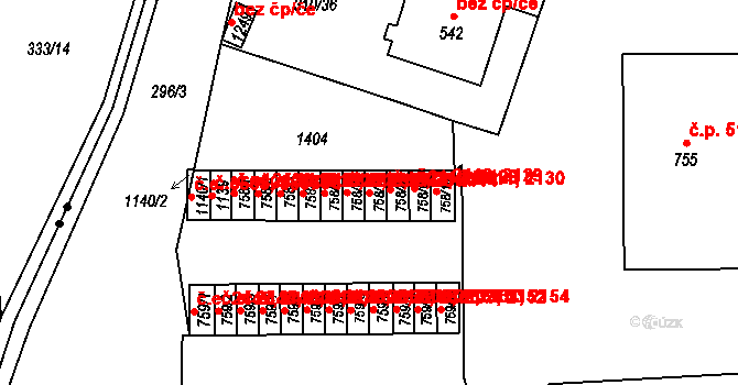 Prštné 2114,2127, Zlín na parcele st. 758/7 v KÚ Prštné, Katastrální mapa