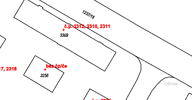Zábřeh 2310,2311,2312, Ostrava na parcele st. 3309 v KÚ Zábřeh nad Odrou, Katastrální mapa