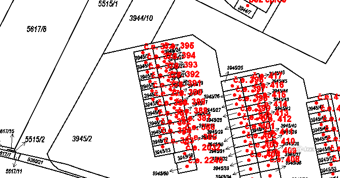 Znojmo 391 na parcele st. 3945/20 v KÚ Znojmo-město, Katastrální mapa