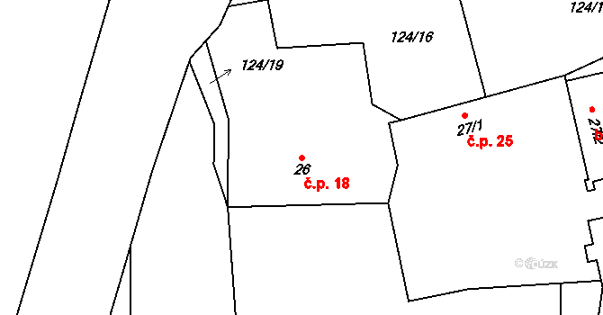 Třebkov 18, Předotice na parcele st. 26 v KÚ Třebkov, Katastrální mapa