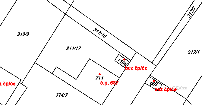 Kostelec nad Labem 39355276 na parcele st. 1108 v KÚ Kostelec nad Labem, Katastrální mapa