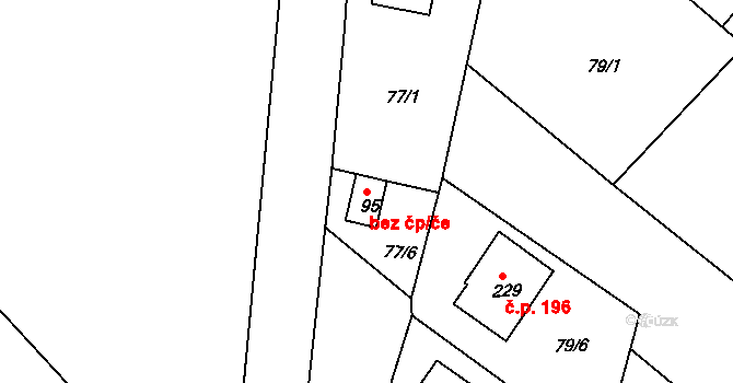 Kravsko 40963276 na parcele st. 95 v KÚ Kravsko, Katastrální mapa