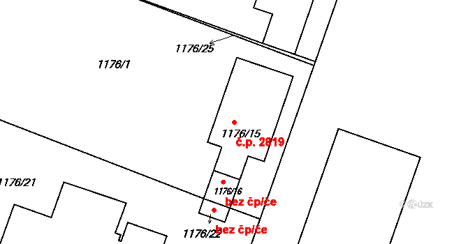 České Budějovice 3 2819, České Budějovice na parcele st. 1176/15 v KÚ České Budějovice 3, Katastrální mapa
