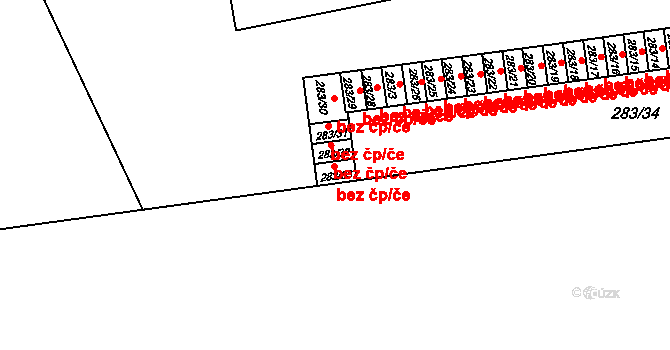 Praha 42311276 na parcele st. 283/33 v KÚ Libeň, Katastrální mapa