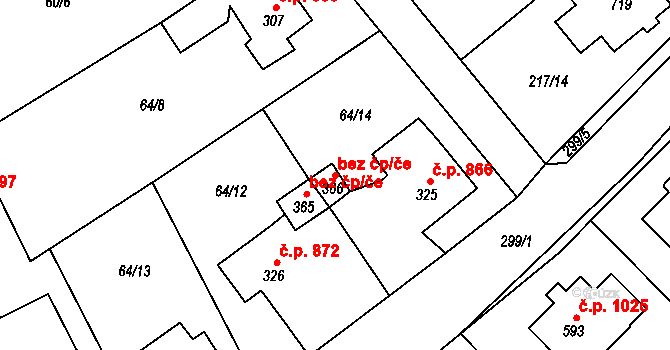 Rudná 43057276 na parcele st. 366 v KÚ Hořelice, Katastrální mapa