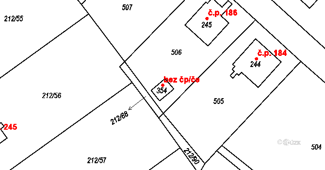 Perštejn 43115276 na parcele st. 354 v KÚ Perštejn, Katastrální mapa