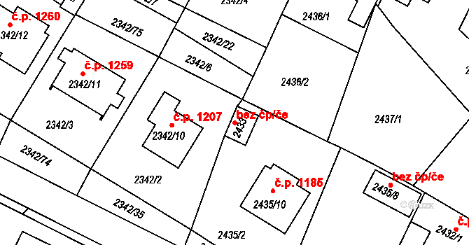 Třešť 44527276 na parcele st. 2433 v KÚ Třešť, Katastrální mapa