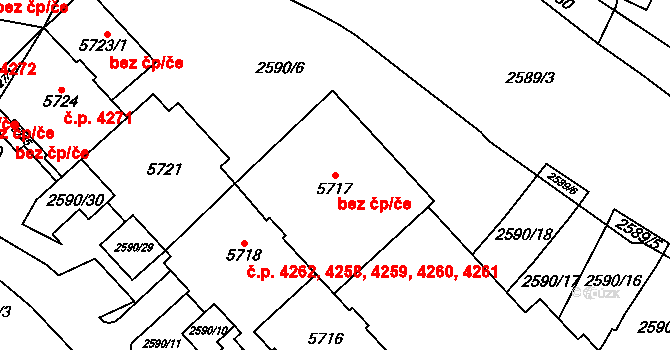 Chomutov 45013276 na parcele st. 5717 v KÚ Chomutov I, Katastrální mapa