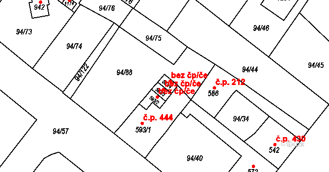 Košťany 45071276 na parcele st. 593/4 v KÚ Košťany, Katastrální mapa