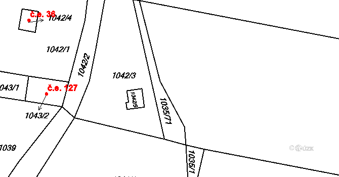 Zruč-Senec 45806276 na parcele st. 1042/5 v KÚ Senec u Plzně, Katastrální mapa
