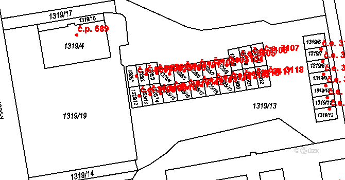 Prostřední Suchá 3111, Havířov na parcele st. 1325/15 v KÚ Prostřední Suchá, Katastrální mapa