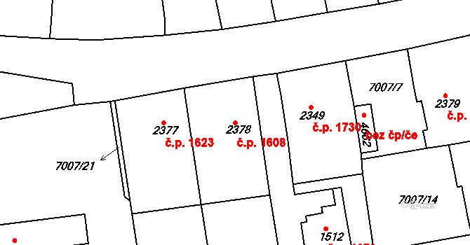 Uherský Brod 1608 na parcele st. 2378 v KÚ Uherský Brod, Katastrální mapa