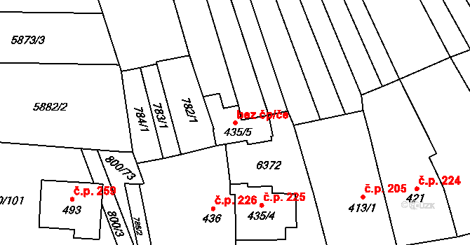 Hradčovice 51881276 na parcele st. 435/5 v KÚ Hradčovice, Katastrální mapa