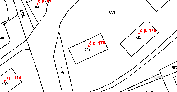 Prachovice 175 na parcele st. 234 v KÚ Prachovice, Katastrální mapa
